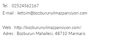 Ylmaz Pansiyon Bozburun telefon numaralar, faks, e-mail, posta adresi ve iletiim bilgileri